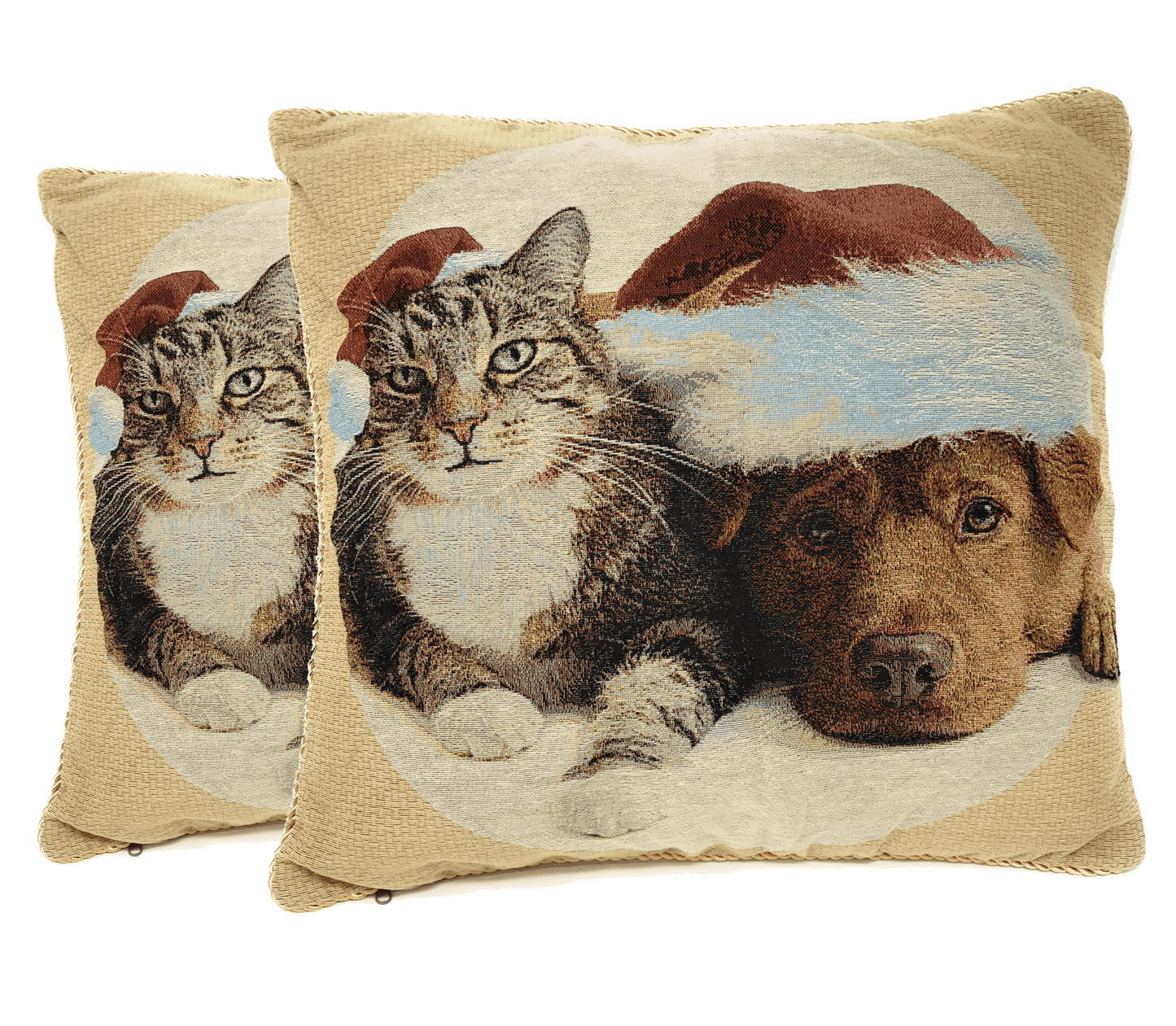 Avelena | Best Friend Pets Hund und Katze Weihnachten Wandteppich Gewebter Wurfkissenbezug