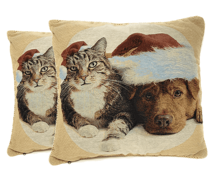 Avelena | Best Friend Pets Hund und Katze Weihnachten Wandteppich Gewebter Wurfkissenbezug