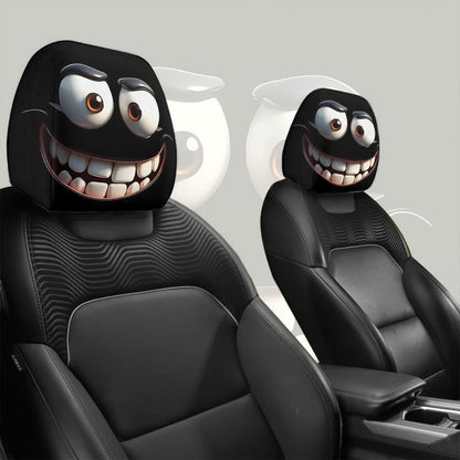 Avelena | 2pcs Set aus lustigen großen Augen grinsenden Cartoon-Druck Kopfstützenbezüge