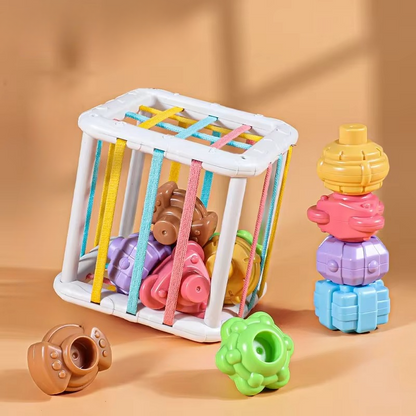 Avelena | Montessori Form Sortier-Sensorik-Würfel für frühes Lernen und Entwicklung von motorischen Fähigkeiten