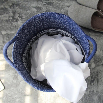 Avelena | CoastalNest Aufbewahrungskörbe mit Griffen | Blaue Küsten-Dekokörbe | Funktionale & Stilvolle Organisation