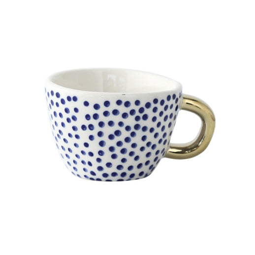 Avelena | Tasse mit abstraktem geometrischem Muster und goldenem Henkel
