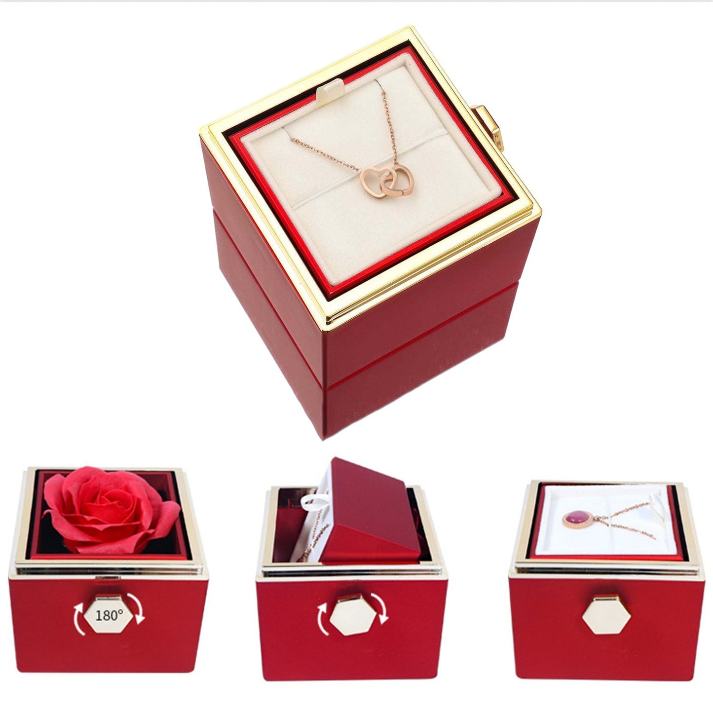 Avelena | Mit Zwei Herzen Und Einer Rotierenden Rosen Geschenkbox