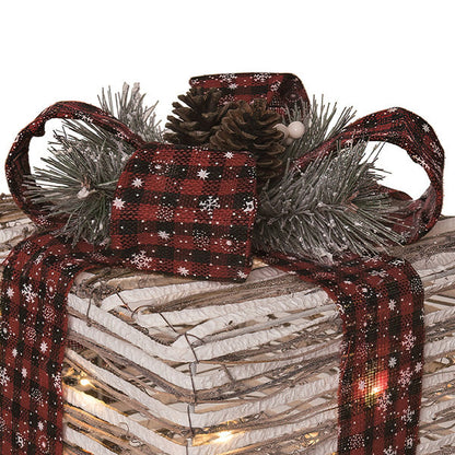 Avelena | Rattan Beleuchtende Bänderkästen, Set mit Holz
