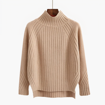 Avelena | Gerippter Rollkragenpullover mit Ballonärmeln