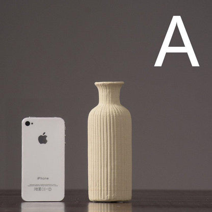 Avelena | Braun Beige Grau Keramik Blumenvase Topf │ Wohndekoration Artikel