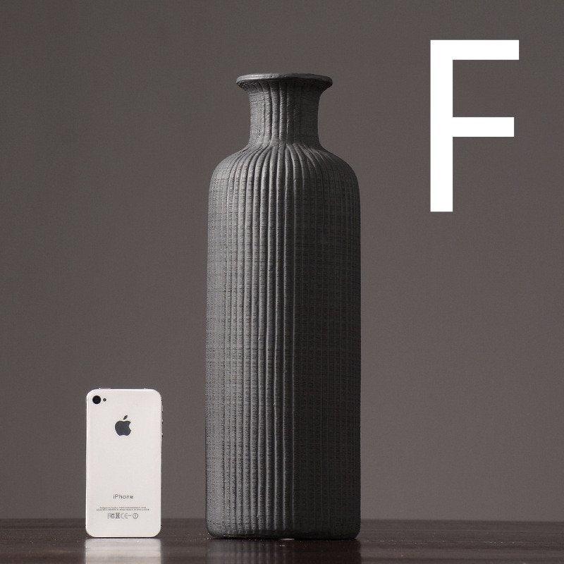 Avelena | Braun Beige Grau Keramik Blumenvase Topf │ Wohndekoration Artikel