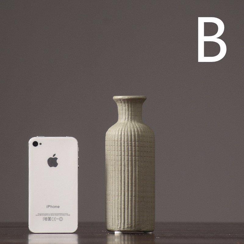 Avelena | Braun Beige Grau Keramik Blumenvase Topf │ Wohndekoration Artikel