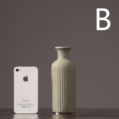 Avelena | Braun Beige Grau Keramik Blumenvase Topf │ Wohndekoration Artikel