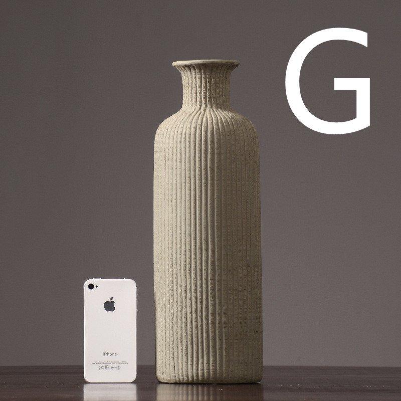 Avelena | Braun Beige Grau Keramik Blumenvase Topf │ Wohndekoration Artikel