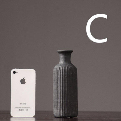 Avelena | Braun Beige Grau Keramik Blumenvase Topf │ Wohndekoration Artikel