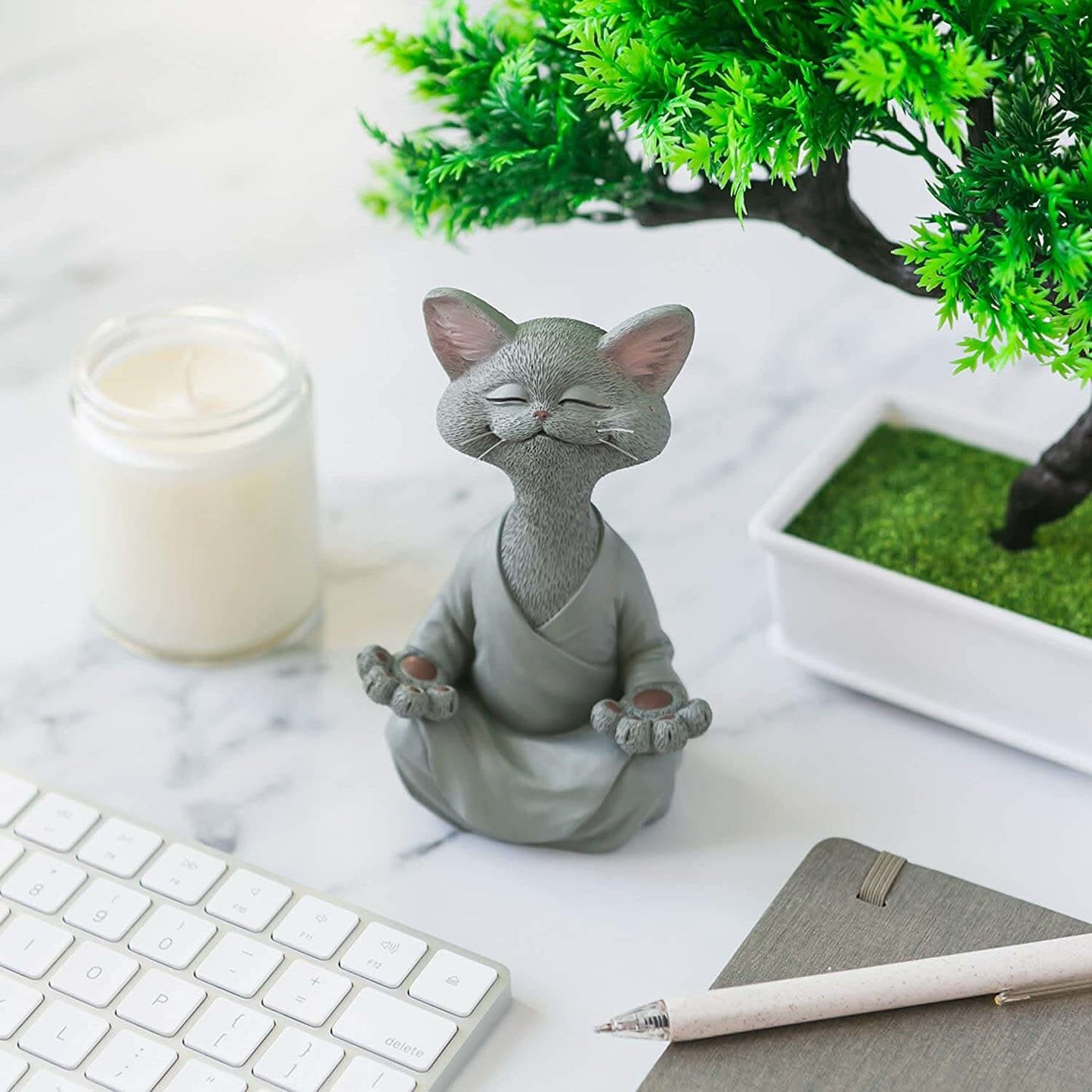 Avelena | Buddha Katze Figur - Zen Garten Dekoration