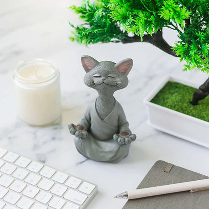 Avelena | Buddha Katze Figur - Zen Garten Dekoration