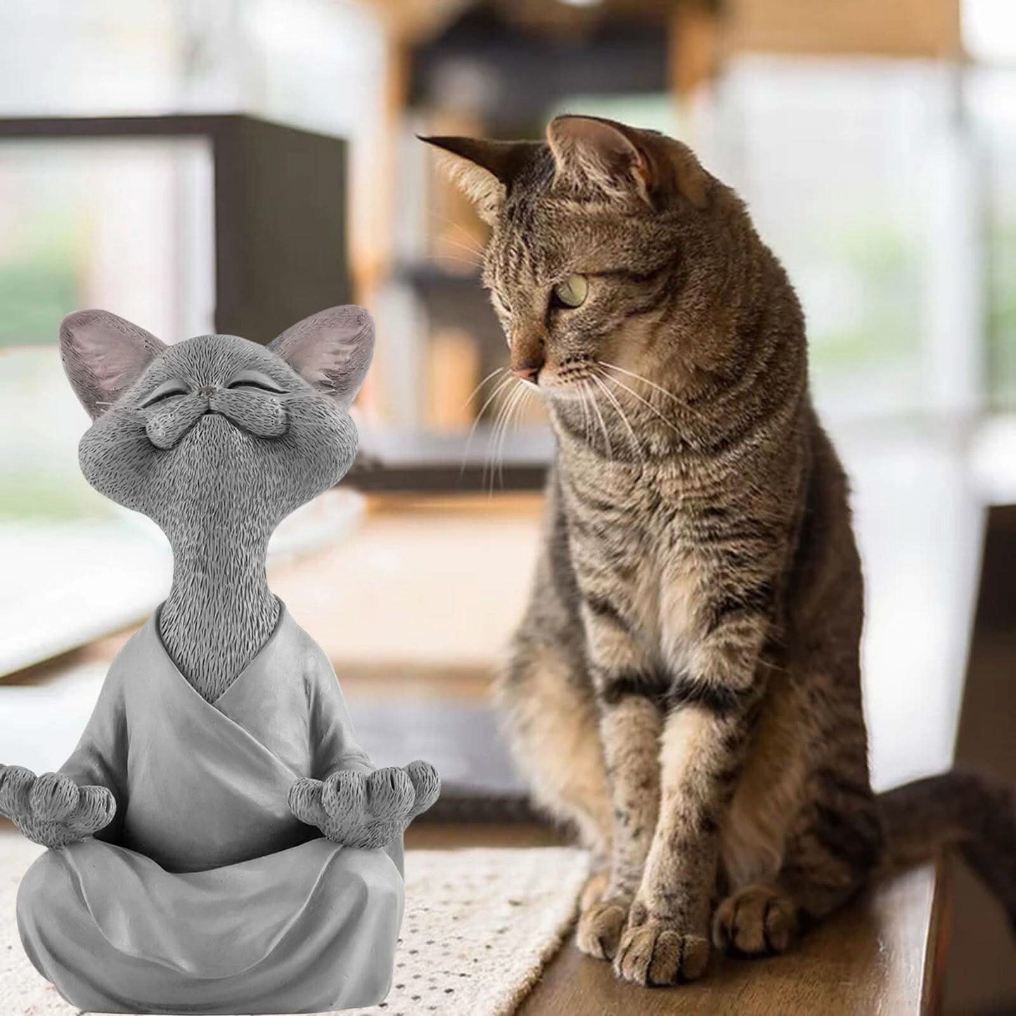 Avelena | Buddha Katze Figur - Zen Garten Dekoration