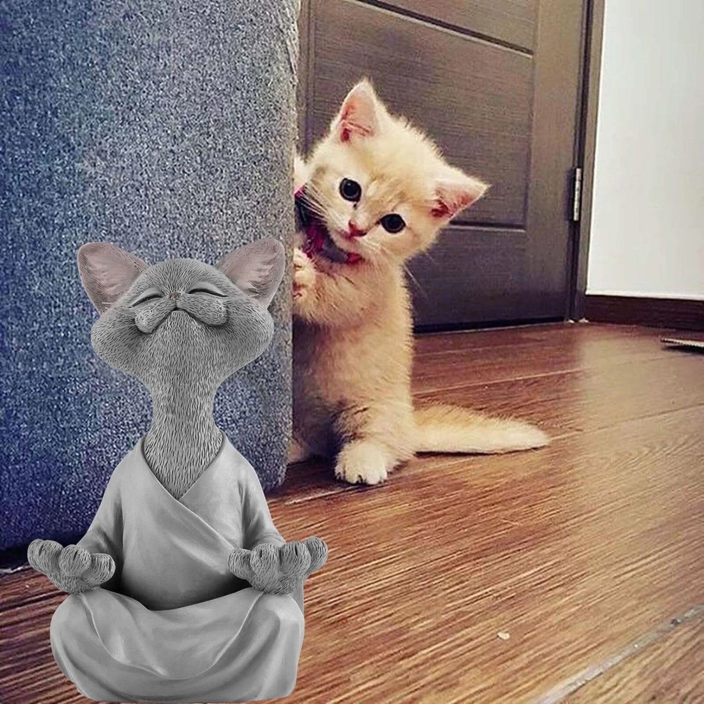 Avelena | Buddha Katze Figur - Zen Garten Dekoration
