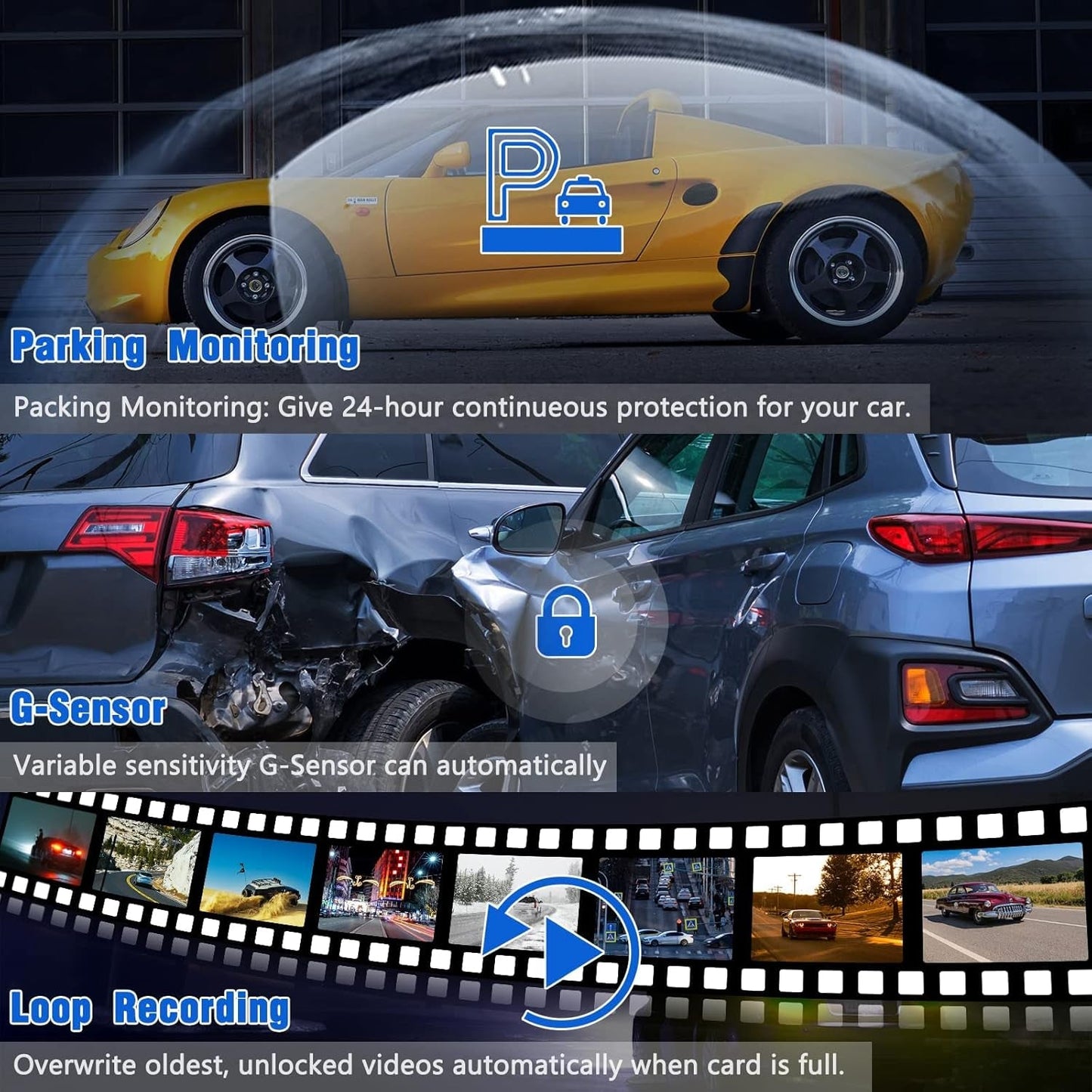 Avelena | 2K Front Dash Cam Mit Eingebautem Wifi - Qhd 1440P Mit Super Nachmodus, G-Sensor, 24-Stunden Parkmodus, 170° Weitwinkel, Loop-Aufnahme