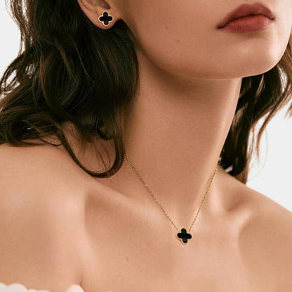 Avelena | Kleeblatt Schmuckset Kette, Armband & Ohrringe