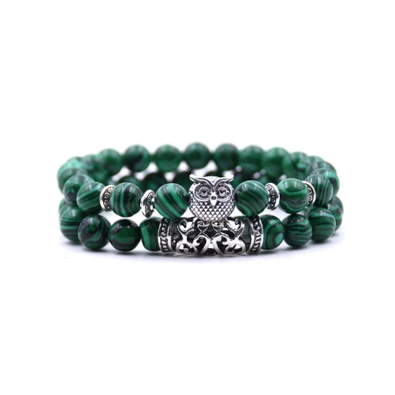 Avelena | Eule Charme Naturstein Armband