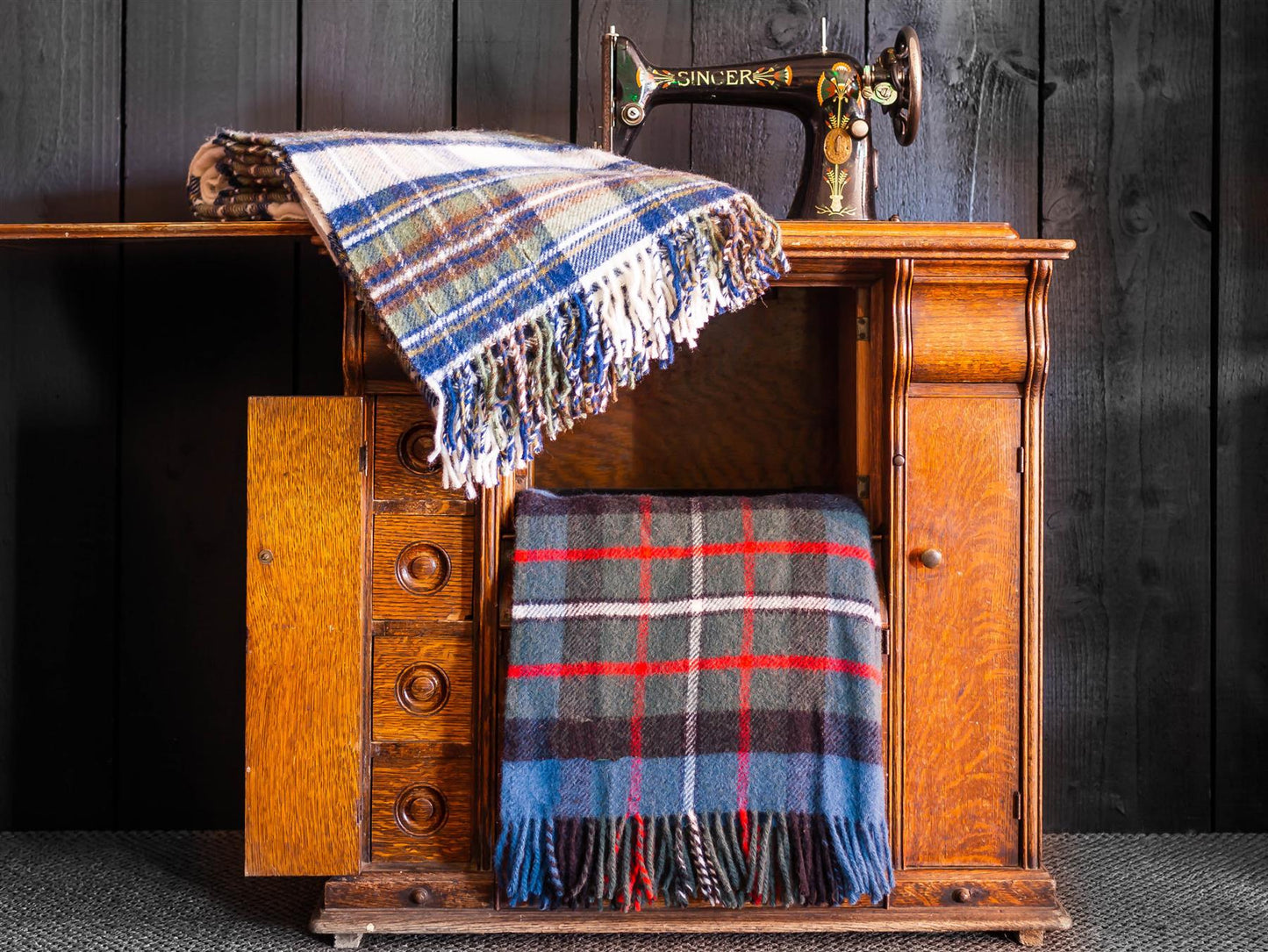 Avelena | Tartan Reine Neue Wolle Decke Gedämpft Blau Stewart