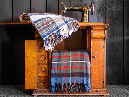 Avelena | Tartan Reine Neue Wolle Decke Gedämpft Blau Stewart