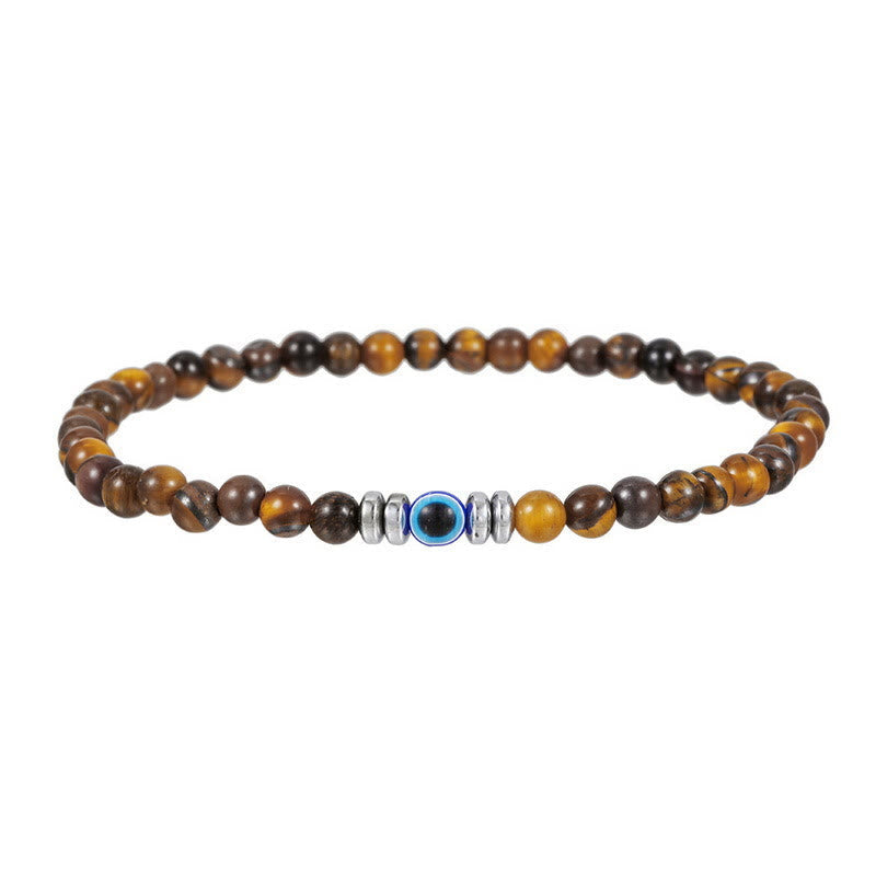 Avelena | Gemachte 4Mm Natürliche Steinarmband mit Bösem Blick Thor Edition für Männer
