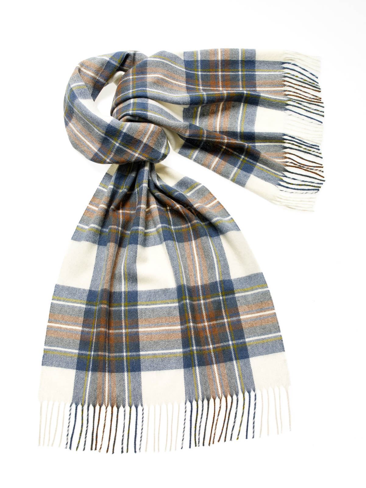 Avelena | Tartan Schafwollschal Gedämpftes Blau Stewart