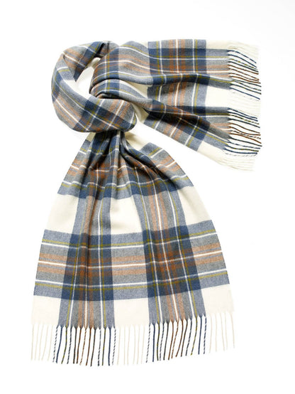 Avelena | Tartan Schafwollschal Gedämpftes Blau Stewart