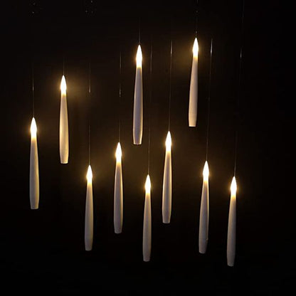 Avelena | Schwebende LED Kerzen Set | 12 Stück mit Fernbedienung & Aufhängung | Flammenlose Deko