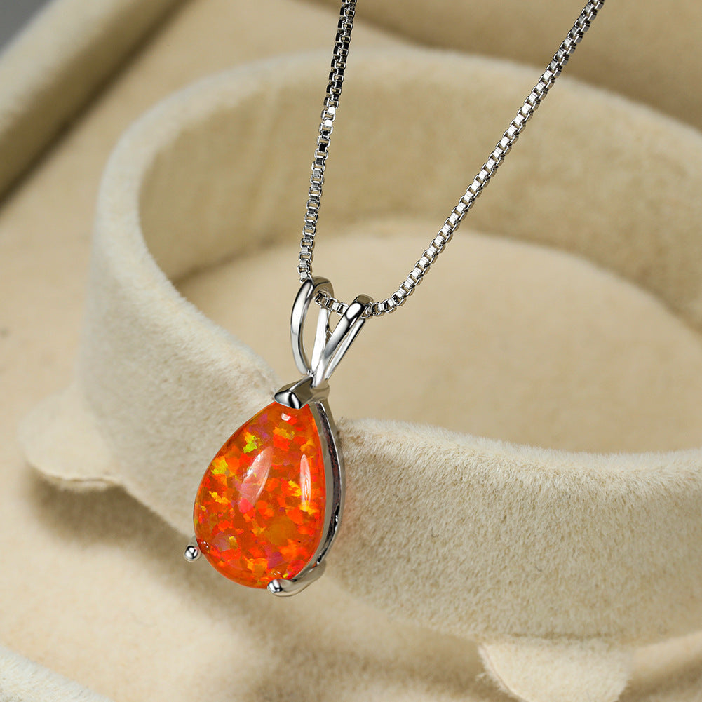 Avelena | Minimalist Drop Opal Pendant Necklace Selina