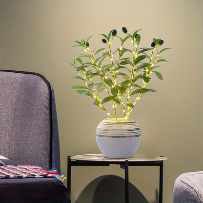 Avelena | Beleuchteter Olivenbaum LED Lampe – Modernes Dekor für festliche Anlässe, Hochzeiten, Geburtstage und Partystimmung, ideal für Esstisch, Schrank oder Café-Dekor