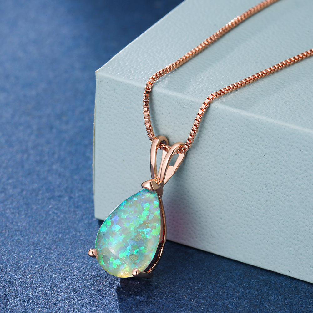 Avelena | Minimalist Drop Opal Pendant Necklace Selina