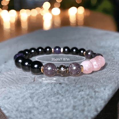 Avelena | 8Mm Rosenquarz Obsidian Amethyst Perlenarmband Aurora