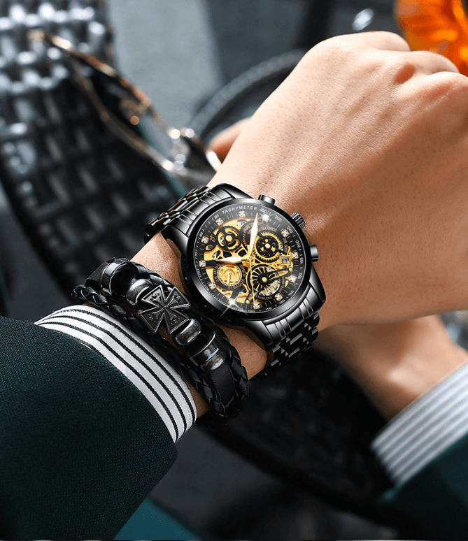 Avelena | Stilvolles Herrenarmbanduhr mit Schwarzem Design