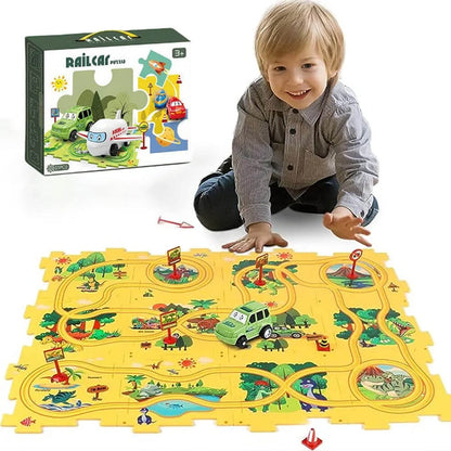 Avelena | Carpuzzle – Kreatives Rennbahn-Puzzle mit Auto & Zubehör
