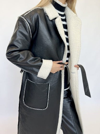 Avelena | Dicke Leder-Trenchcoat