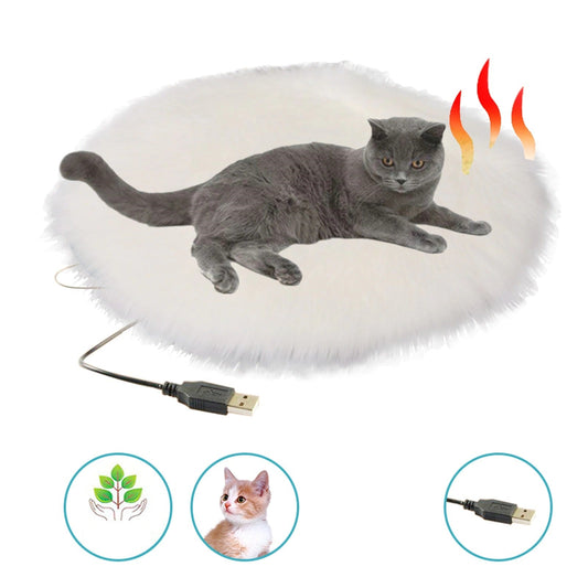 Avelena | USB beheiztes Plüsch Katzenbett - Konstante Temperatur & Tragbares Winterkissen