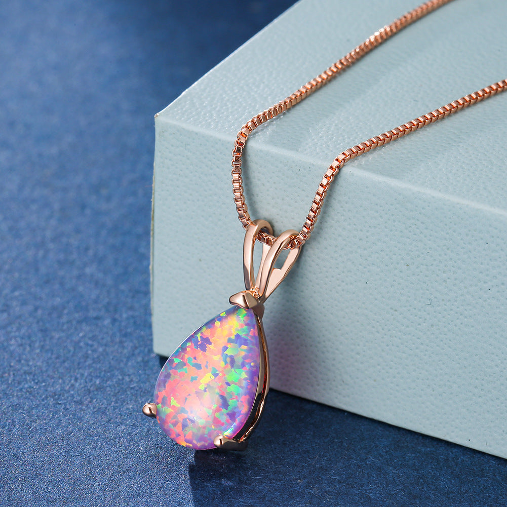 Avelena | Minimalist Drop Opal Pendant Necklace Selina