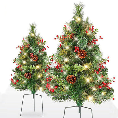 Avelena | Weihnachtliche Urnen-Deko mit LED-Lichtern | Realistische Tannenzweige & Beeren | Innen- und Außenbereich