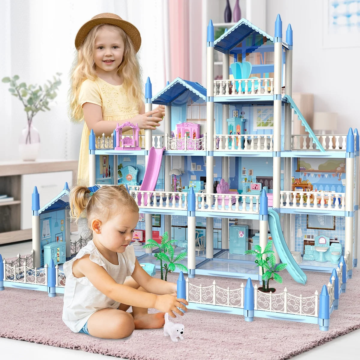 Avelena | Puppenhaus Mit Farbenfrohem Licht, Tust Als Ob Spiel Multirom & 2 Puppen