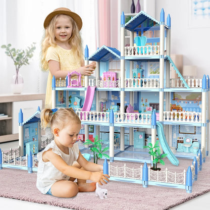 Avelena | Puppenhaus Mit Farbenfrohem Licht, Tust Als Ob Spiel Multirom & 2 Puppen
