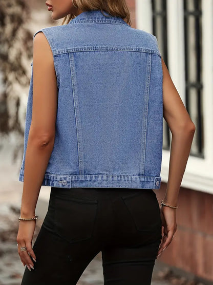 Avelena | Ärmellose Denim-Jacke