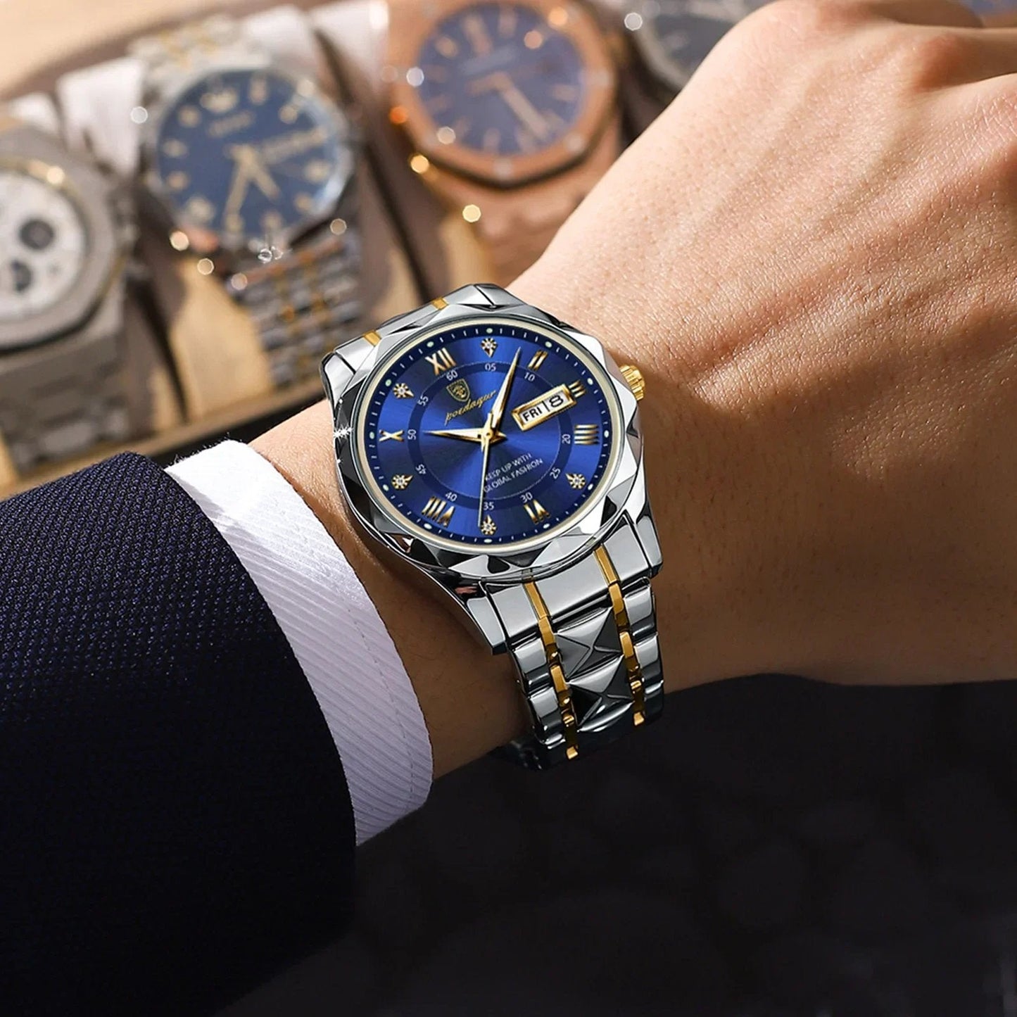 Avelena | Wasserdichte Top-Markenluxus-Herrenarmbanduhr mit Leuchtzifferblatt