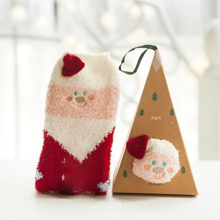 Avelena | Weihnachts-Socken im Geschenkbox-Design | Flauschige Haus- & Kuschelsocken | Universalgröße