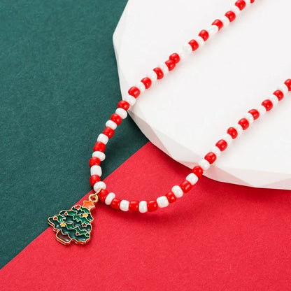Avelena | Charmantes Vintage Weihnachtsanhänger-Halskette – Buntes Perlen-Collier für Frauen & Männer, Perfekter festlicher Schmuck für Partys & Geschenke