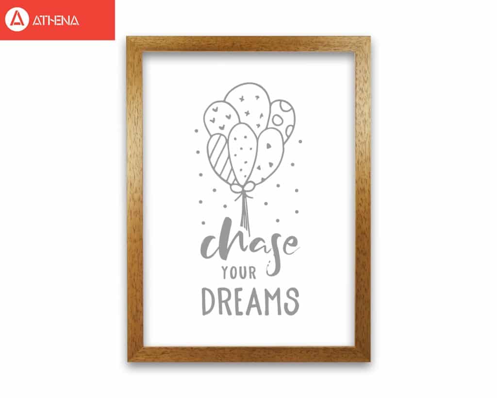 Avelena | Chase Your Dreams Grauer Rahmen Kinderzimmer Wandkunst Druck