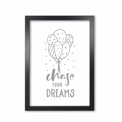 Avelena | Chase Your Dreams Grauer Rahmen Kinderzimmer Wandkunst Druck
