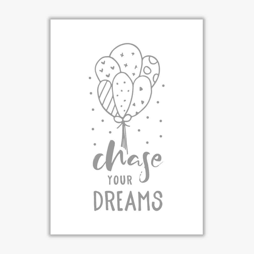Avelena | Chase Your Dreams Grauer Rahmen Kinderzimmer Wandkunst Druck