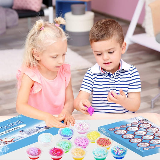 Avelena | Weihnachts-Adventskalender 24 Tage Kristall-Schlamm-Blindbox - Weihnachts-Countdown-Spielzeug für Kinder