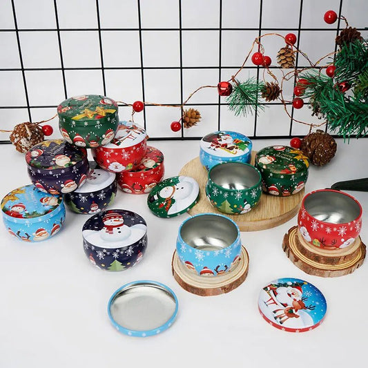 Avelena | Weihnachtskerze Runde Blechdose Set von 12 – Perfekt für Süßigkeiten, Partydekoration oder DIY handgemachte Kerzen – Metallbehälter mit Deckel (62g)