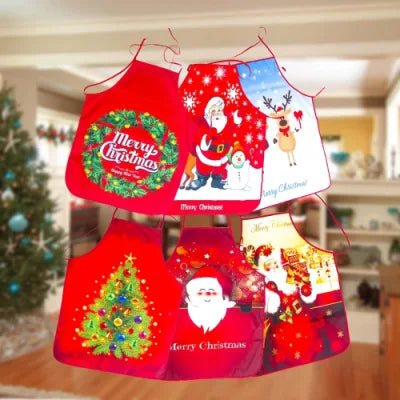 Avelena | Weihnachtsniedliches Kochschürze - Set von 6 - Heimküche Kochen Backen Öl-beständige Schürze